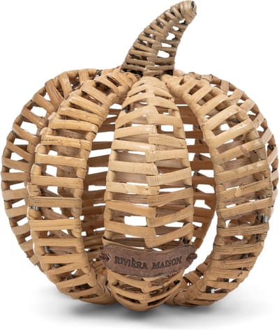 Riviera Maison Beeldjes Decoratie Pompoen Naturel - Pumpkin Rieten Beeldje - Rattan - (ØxH) 18x18