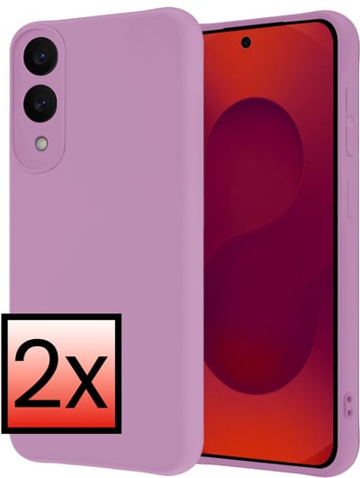 Hoesje - 2 Stuks - Geschikt voor Samsung Galaxy S25 Edge - Sterk & Shockproof - Case Siliconen - Back Cover - Telefoon Hoes - Lila