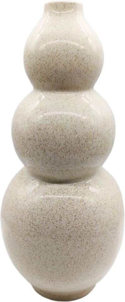 HomeBound by KY | Aardewerk vaas bubbles beige | 19.5x19.5x45cm | bloemenvaas aardewerk