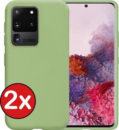Hoesje - 2 Stuks - Geschikt voor Samsung Galaxy S20 Ultra - Sterk & Shockproof - Telefoonhoes - Back Cover - Case Siliconen - Telefoon Hoes - Groen