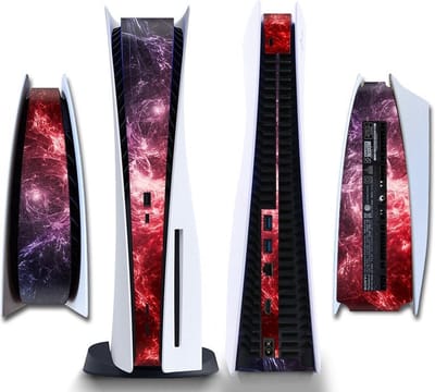 Gadgetpoint - Console Sticker Strip voor PS5, PlayStation 5 - Performance Gaming Skin - Bescherming Accessoires - Rood/Roze