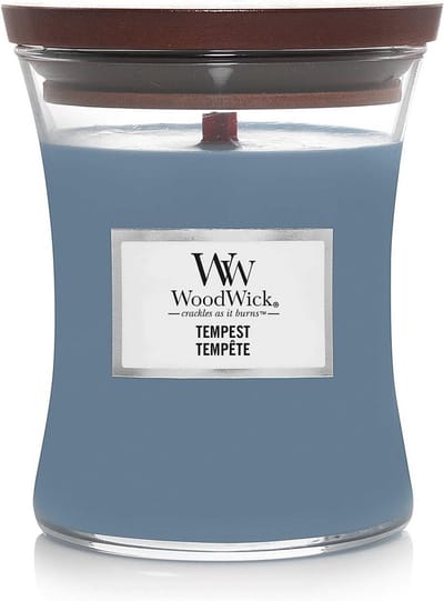 Medium glazen kaars met natuurlijke waxmix en houten pit