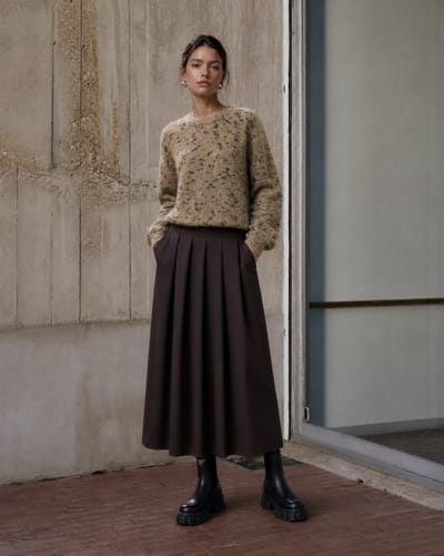 Mercedes skirt technical jersey | Chocolate - Chocolate / S