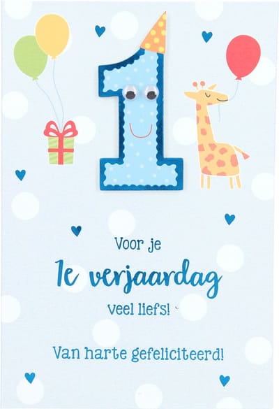 Cijferkaarten - De mooiste Leetijd - Verjaardagskaart 1 Voor je verjaardag veel liefs!...