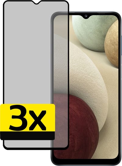 Screenprotector - Geschikt voor Samsung Galaxy A12 - 3 Stuks - Privacy Filter - Beschermglas - Gehard Glas - Tempered Glass - Screen Protector