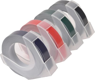 DESQ® Lettertapes 9 mm - 4 stuks - 3 meter per tape - Groen/Blauw/Rood/Zwart
