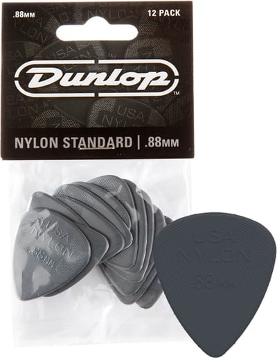 Dunlop 44-P-88 Nylon Plectra Voor Elektrische En Akoestische Gitaren 0.88 mm Donkergrijs 12-Pack