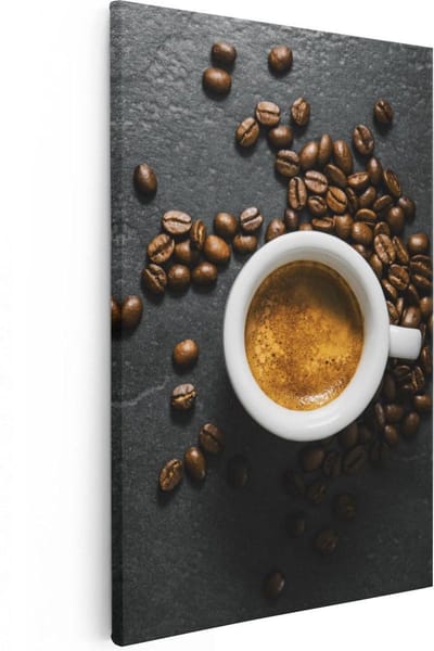 Artaza Canvas Schilderij Koffiebonen - 20x30 cm - Klein - Muurdecoratie Keuken - Wanddecoratie Espresso - Kamer Accessoires
