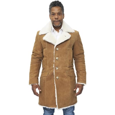 Heren warme schapenvacht trenchcoat-Managua