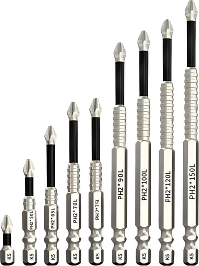Schroevendraaierset Bits - Precisie Tool - Apparaten Repareren - Magnetische Punt - 9 Delig - Grijs