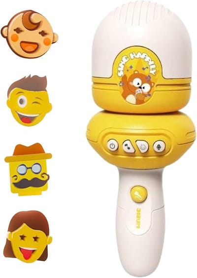 Karaoke Microfoon - Zangapparaat Kinderen - Muziek Maken - Met Opnamefunctie - 20 cm - Geel