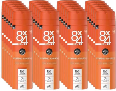 8 x 4 Deospray Men - Dynamic Energy - Deodorant - Energieke & Frisse Geur - 150 ml - Voordeelverpakking - 24 stuks