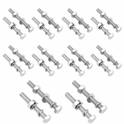 Hex Head Screws M6 x 50 Stainless Steel Screws M6 Wood Screws Thread Screws Outdoor Hex Head Screws Set with Washers - ShopVlot