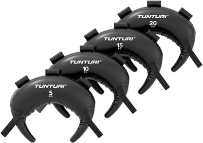 Tunturi Platinum bulgarian power bag - 5-20kg set - Sandbag - Zandzak - Zwart - Incl. gratis fitness app