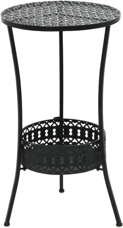 Bistrotafel Metaal - Klein Tafelblad - Buiten Zitten - Met Extra Plank - 40 x 70 cm - Zwart