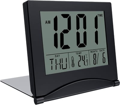 TIM® Dementieklok – Digitale Klok met Alarmfunctie – Kalenderklok met Digitale Wekker - Inclusief Temperatuurmeter - Op Batterijen - Zwart-9cm x 4cm x 7cm
