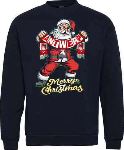Kersttrui Kerstman Antwerp | Foute Kersttrui Dames Heren | Kerstcadeau | Antwerp supporter | Navy | maat XS