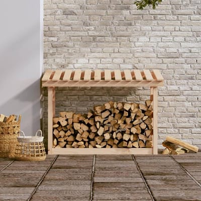 Houtopslag Rek - Brandhout Opslag - Droog Brandhout Houden - Massief Grenenhout - 108x645x78 cm - Bruin