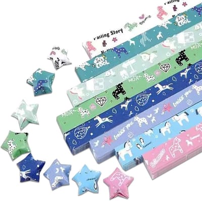 Titel: Provento - 1080 vellen gekleurde origami sterren Lucky Star papier voor kunst en knutselen - decoratiestropen