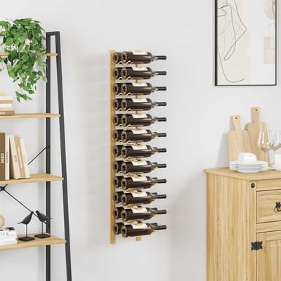 vidaXL - Wijnrek - voor - 24 - flessen - wandmontage - ijzer - goudkleurig