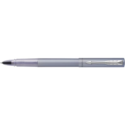 Vector XL rollerballpen | metallic zilverblauwe lak op messing met chroom detail | fijne penpunt met zwarte inkt navulling | cadeauverpakking
