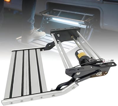 Camper Opstap - Instaptrapje Vouwbaar - Veilig Instappen - Automatische Elektrische Trede - 150 kg Draagvermogen - Aluminiumkleur
