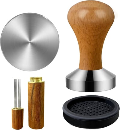 Professionele Koffietamper 51 mm met Wdt Tool en Tamper Mat, Essentiële Espresso Accessoires voor Beginners en Koffieliefhebbers