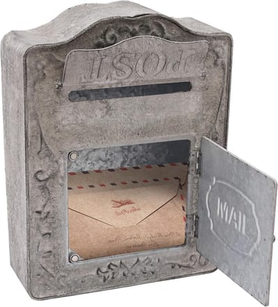 Brievenbus Wandmontage - Buitenpostvak - Post Ontvangen - Rustiek Decoratief - 34 cm Hoog - Grijs Groen