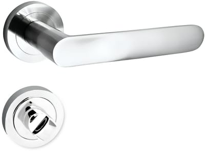 DOMINO OVAL-R - Glanzend Chromen Aluminium Deurklink Set met WC Rozet - Luxe Deurbeslag voor Badkamer - Complete Set