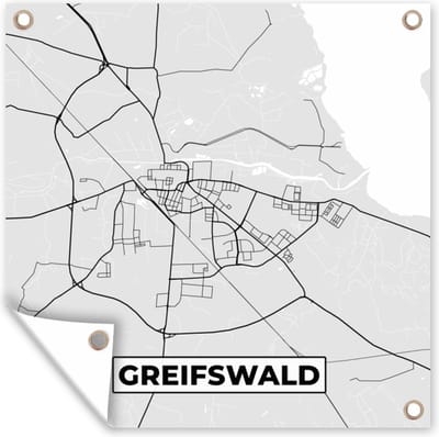 Tuin poster Kaart - Stadskaart - Greifswald - Plattegrond - Duitsland - 200x200 cm - Tuindoek