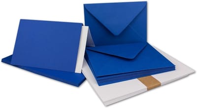 25x Vouwkaarten DIN A6/C6 Royalblauw met Enveloppen en Inlegvellen