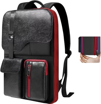 Slanke & Uitbreidbare Laptop Rugzak 15,6 Inch – Waterdichte Anti-Diefstal Laptop Rugtas, Zakelijke Business Rugzak voor Werk, Reizen en Dagelijks Gebruik voor Dames en Heren - Zwart en rood