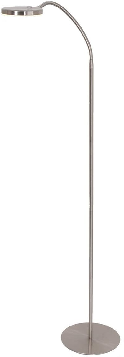 Vloerlamp Platu 3351ST – stalen design leeslamp, hoogte verstelbaar (115-132 cm), met dimbare LED verlichting en draaibare arm, merk Mexlite