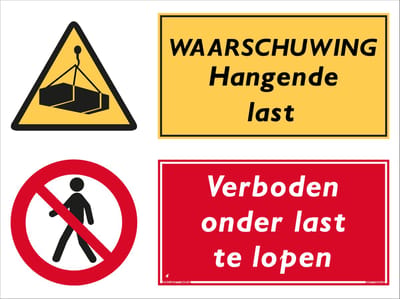 Hangende last bord - Verboden onder last te lopen - Aluminium - 30 x 40 cm - Weerbestendig