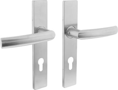 Intersteel Deurkruk Blok op rechthoekig schild profielcilindergat 72 mm rvs geborsteld