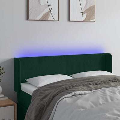 vidaXL - Hoofdbord - LED - 147x16x78/88 - cm - fluweel - donkergroen