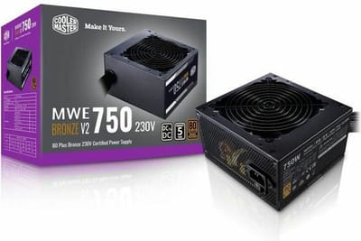 Cooler Master MWE 750 Bronze V2 230V - Interne voeding - PSU - 750W - Cybenetics ETA Silver (230V) - Niet-modulair - Zwart