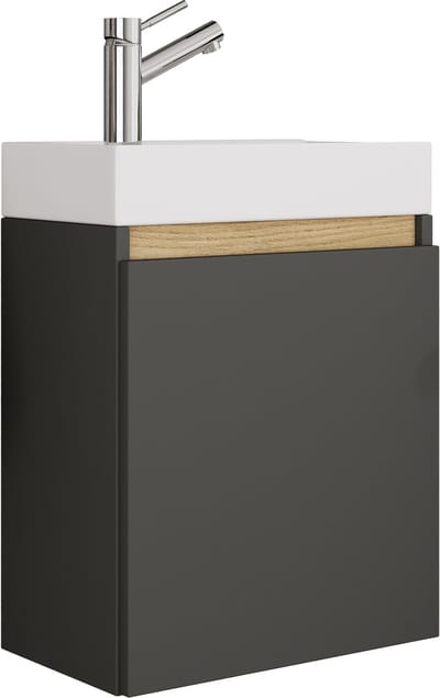 VCM 2 tlg. Badschrank mit Waschbecken für Gäste-WC, Hängeschrank mit Softclose-Tür, Waschplatz platzsparend, Maße: H. 55 x B. 41 x T. 22 cm, Cosila
