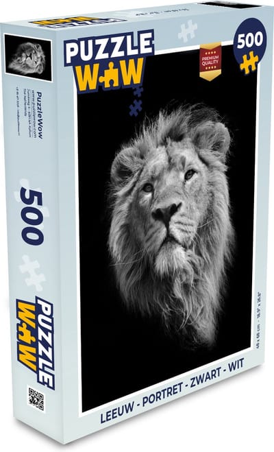 Puzzel Leeuw - Portret - Zwart - Wit - Legpuzzel - Puzzel 500 stukjes