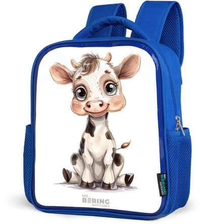 NoBoringSuitcases.com® - Rugzak blauw - Schooltas jongens - Baby koe - Kinder rugtas jongen - Boekentas kind - Kinderrugzak voor school - Schoolrugzak