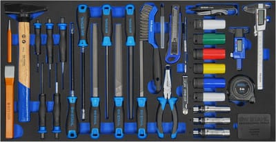 SW-Stahl Z3011-10 Assortiment werkplaatswagens, algemeen handgereedschap, 34-delig I Gereedschapswagen-inzetstukken I Professionele werkplaatsuitrusting I Gereedschapsinzetstukken voor voertuigen I Inzetstukken voor werkplaatswagens