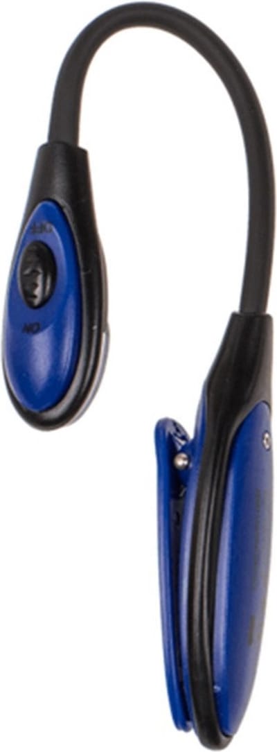 Out of the Blue LED Leeslamp met klem - blauw - 16 cm - incl. batterijen - 2 leds - boek lezen verlichting - Flexibele klemlampen