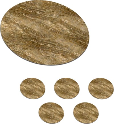 Onderzetters voor glazen - Rond - Marmer - Goud - Luxe - Graniet - Patronen - 10x10 cm - Glasonderzetters - 6 stuks