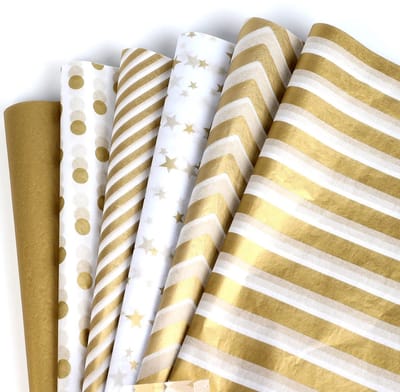 Allecto - Cadeaupapier - Metallic Tissuepapier - Perfect voor Feestdagen - Goud Wit - DIY Crafts - Geschikt voor Bruiloften en Verjaardagen
