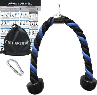 Triceps Touw - Fitness Touw Kabel Touw - Krachttraining - Zwaar Gebruik Nylon - 68.6 cm - Blauw Zwart
