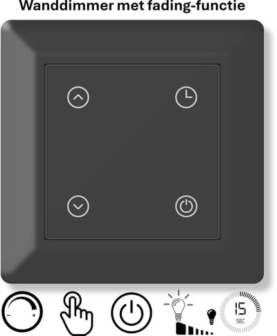 Freelux Drukknop | Led Dimmer | Met lamp uitdoof timer | 230VAC - 250VA/1,1A | Signaal zwart mat gelakt