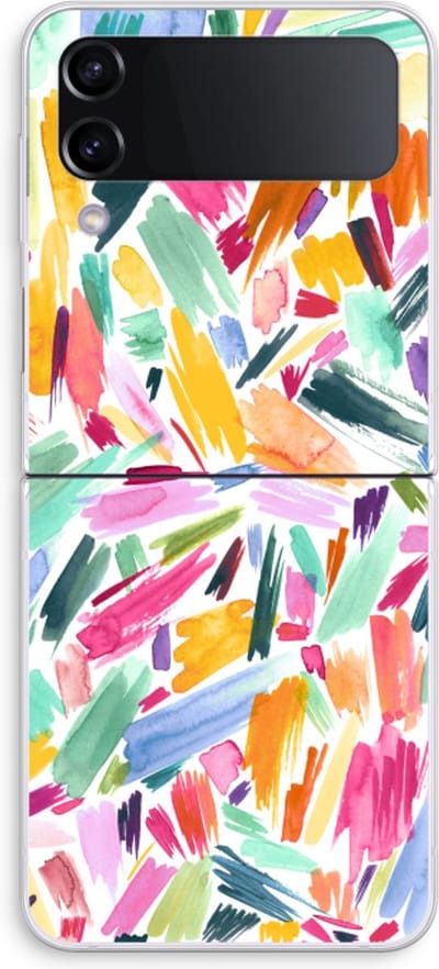 Case Company® - Hoesje geschikt voor Samsung Galaxy Z Flip4 hoesje - Watercolor Brushstrokes - Soft Cover Telefoonhoesje - Bescherming aan alle Kanten en Schermrand