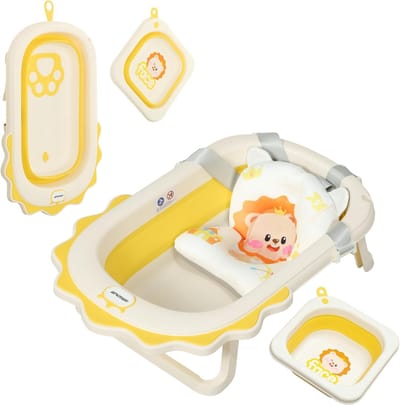Opvouwbaar babybadje voor pasgeborenen tot peuters met antislip en steunkussentje