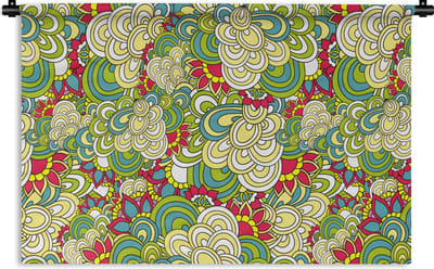 Wandkleed - Wanddoek - Patronen - Bloemen - Lente - 90x60 cm - Wandtapijt