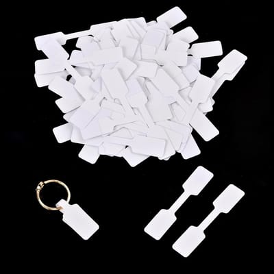 100 Stuks Zelfklevende Prijsetiketten voor Sieraden, Witte Prijslabels voor Ringen, Armbanden en Oorbellen (12 x 60mm)